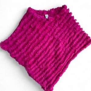 Vintage Y2K Wilsons Leather Vibrant Pink Poncho REAL rabbit fur one size fits al